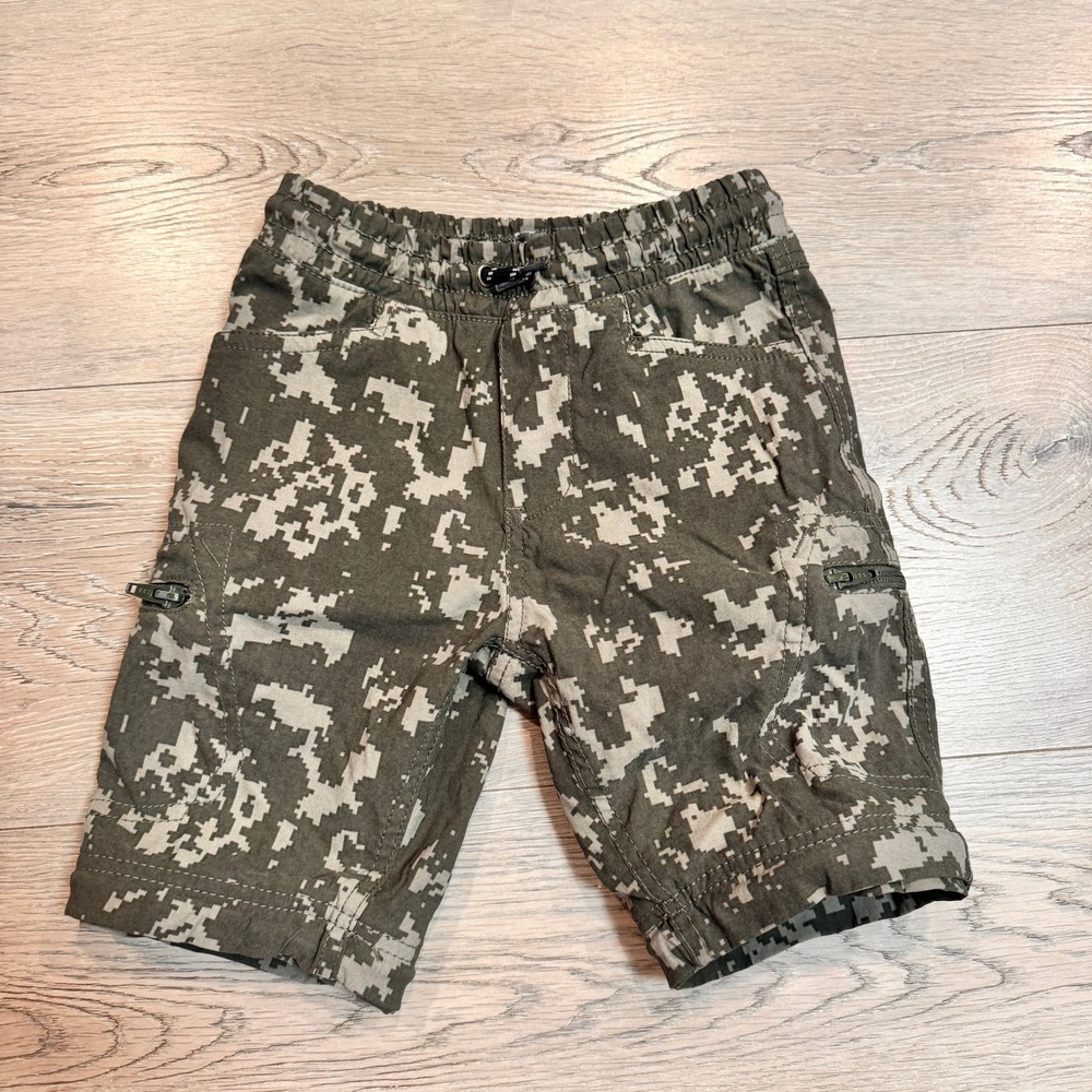 Eddie Bauer Kids Camo Cargo Shorts Casual Playwear Pockets Size 5 Olive Green